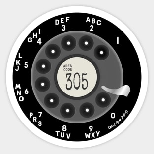 Rotary Dial Phone Miami 305 Miami Florida Area Code Sticker